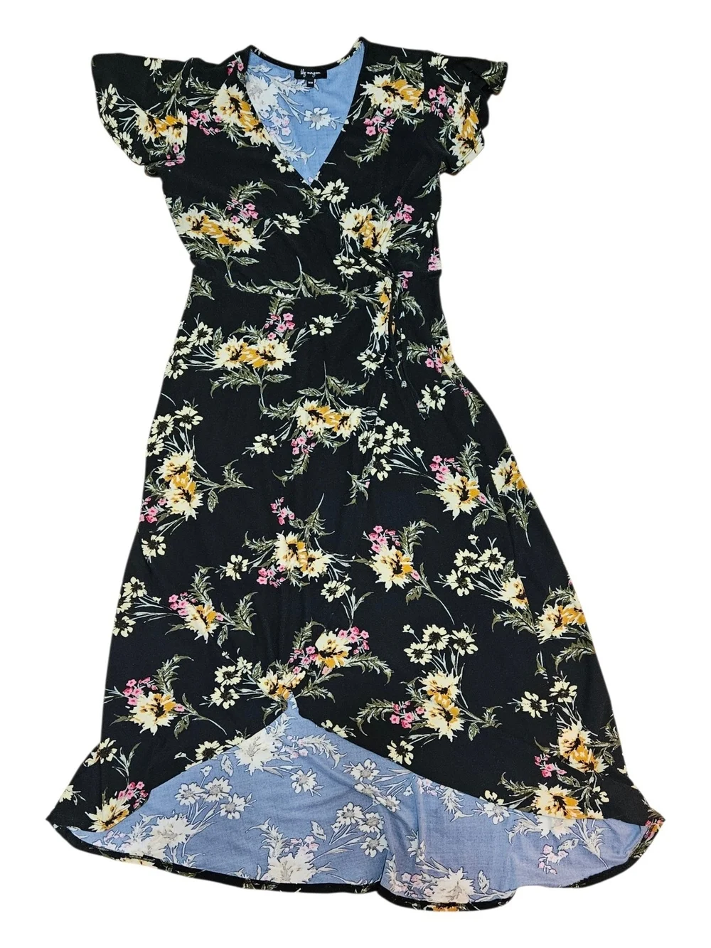 Lily Morgan Floral Faux Wrap High-Low Maxi Dress Size M - Picture 4 of 8